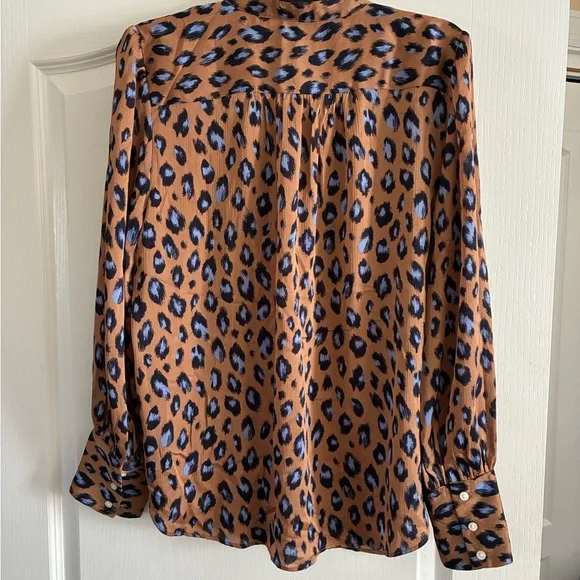 Ann Taylor Brown and Blue Animal Print Blouse - Picture 2 of 5